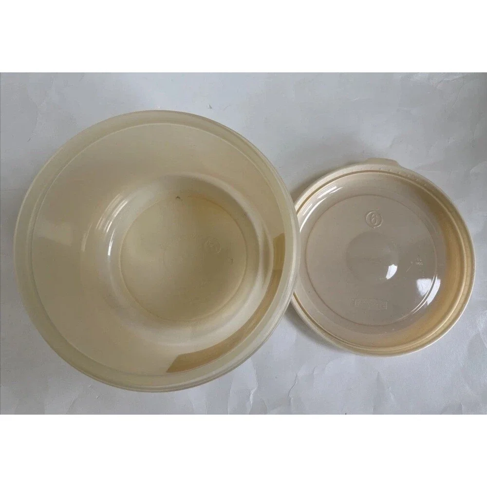 NWT 1986 Rubbermaid Servin Saver 3Qt Round Cylinder Container Almond W/Lid